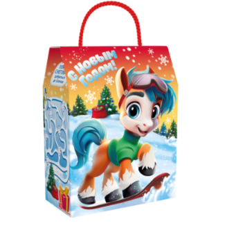 Упаковка новогодняя "Марк и Няша" 800 гр 16х8х20см