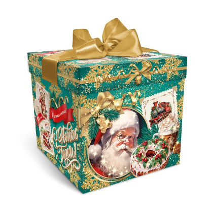 Упаковка новогодняя "Вкус Детства" 1200 гр 15х15х14,5см