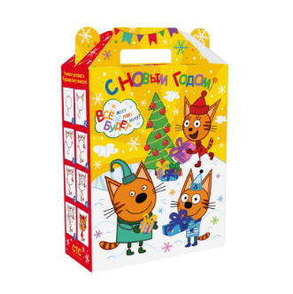 Упаковка новогодняя "Три Кота" 900 гр 17х7х25,5см
