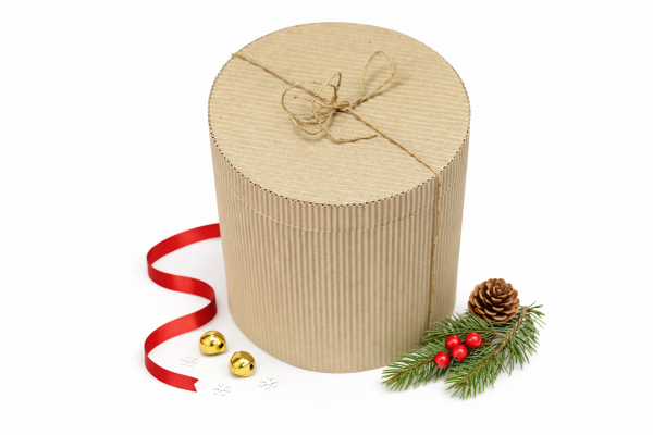 Круглая коробка из рельефного картона 155х210 мм