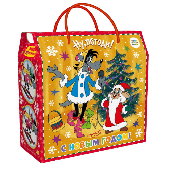 Упаковка новогодняя "Ну, погоди!" 1500 гр 23х10х22см