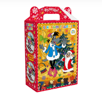 Упаковка новогодняя "Ну, погоди!" 2000 гр 18,5х10х30,5см