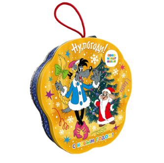 Упаковка новогодняя жестяная "Ну, погоди" 24х24х6,5см