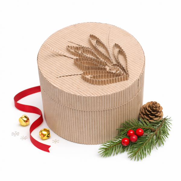 Круглая коробка из рельефного картона 160х120 мм