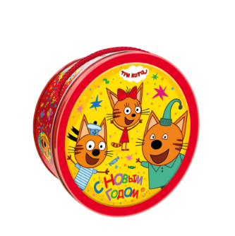 Упаковка новогодняя жестяная "Три кота" 700 гр 15,3х15,3х7,5 см