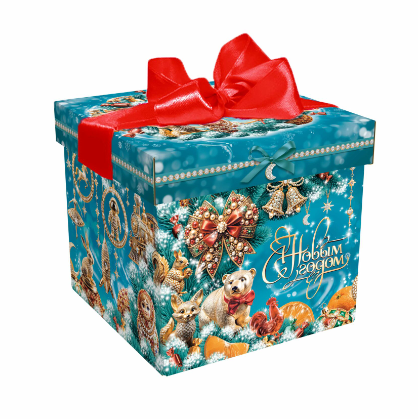 Упаковка новогодняя "Малахит" 1200 гр 15х15х14,5см