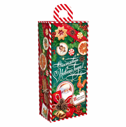 Упаковка новогодняя "Изумрудный Винтаж" 10х6х21см