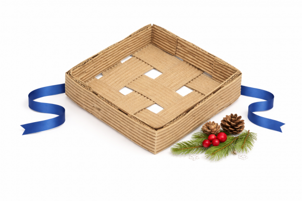 Короб "корзинка" из рельефного картона 100х100х25 мм