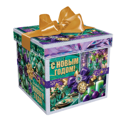 Упаковка новогодняя "Империя" 2000 гр 18,5х18,5х17,6см