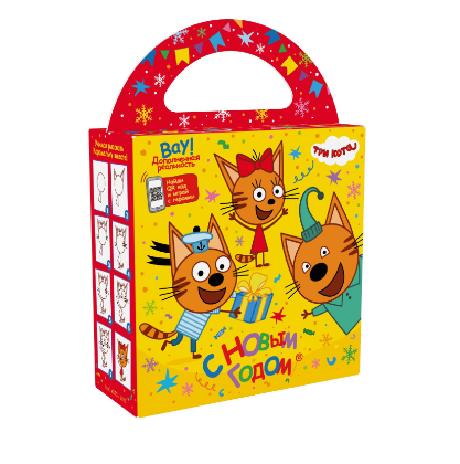 Упаковка новогодняя "Три кота" 800 гр 17х6,7х17,3см