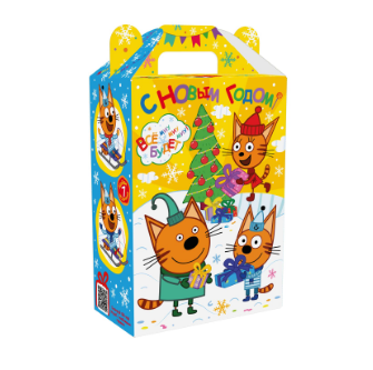 Упаковка новогодняя "Три кота" 2000 гр 18,5х10х30,5см