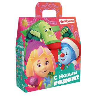 Упаковка новогодняя "Фиксики" 550 гр 17,5х6х19,5см