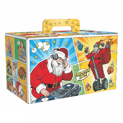 Упаковка новогодняя "ДискоСанта" 1000 гр 21х12х13см