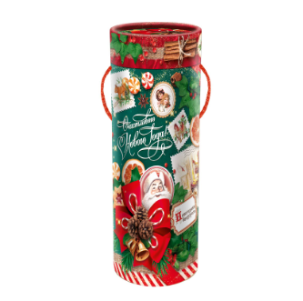 Туба новогодняя " Изумрудный Винтаж" 1500 гр 12х12х34,5см