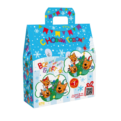 Упаковка новогодняя "Три кота" 550 гр 17,5х6х19,5см