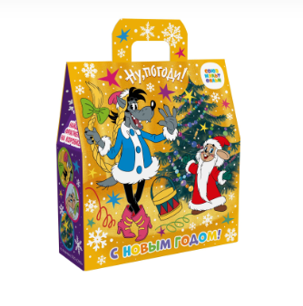 Упаковка новогодняя "Ну, погоди!" 550 гр 17,5х6х19,5см