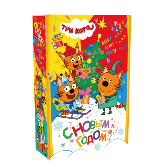 Упаковка новогодняя "Три Кота" 1300 гр  21,5х6х32 см