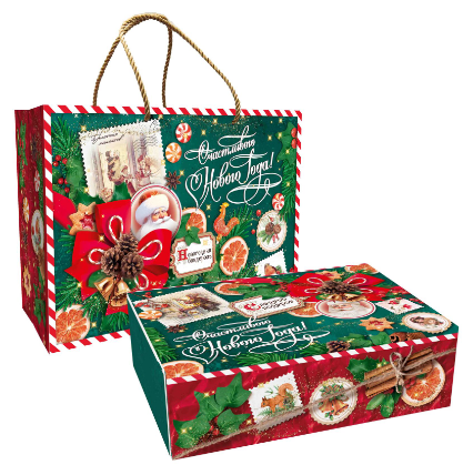 Упаковка новогодняя "Изумрудный Винтаж" 26,5х20х8,3 см