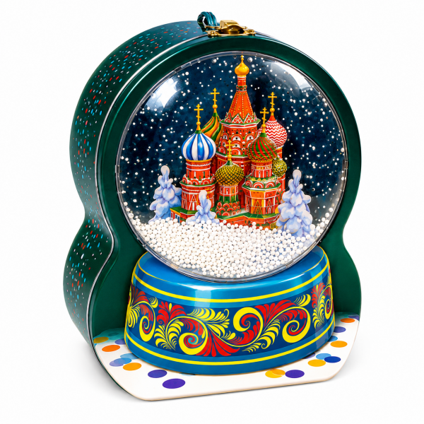 Новогодняя упаковка «Снежный шар» с окном и снегом 1000 гр 21х15,5х11 см