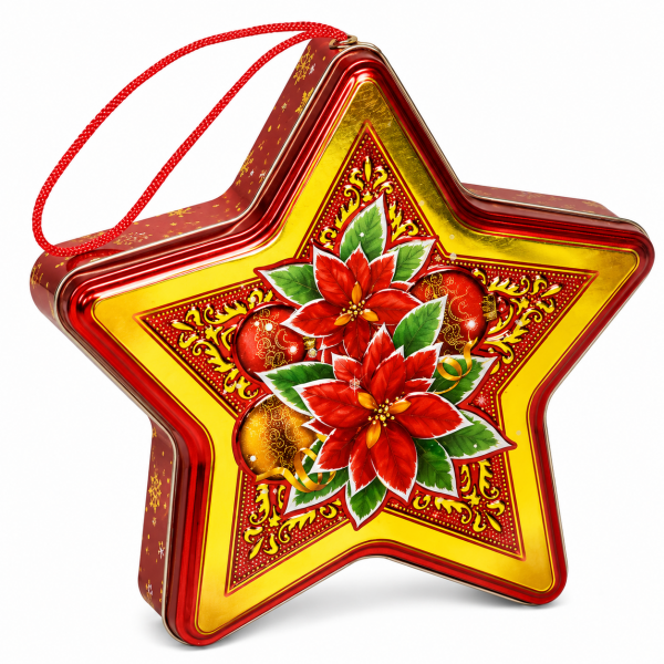 Новогодняя металлическая упаковка «Звезда малая» 300–400 гр 19,3х18,4х4,5 см