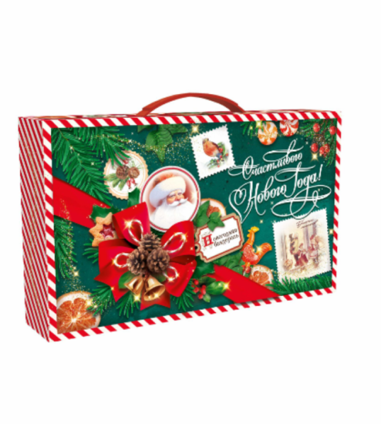 Упаковка новогодняя "Изумрудный Винтаж" 750 гр 25х5х15см