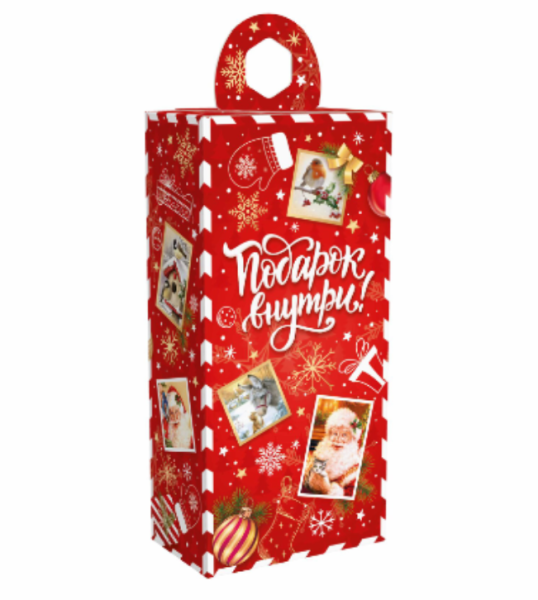 Упаковка новогодняя "Новогодица" красный 500 гр 10х6х21см