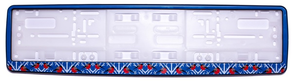 Рамка для номера автомобиля синяя "Снегири"