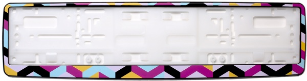 Рамка для номера автомобиля черная "Орнамент зигзаг"