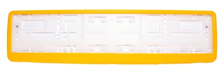 Рамка для номера желтая в упаковке