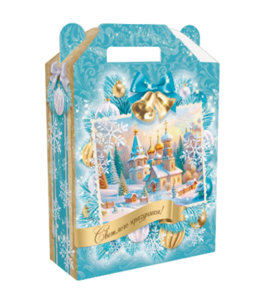 Упаковка новогодняя "Светлый праздник" 1100 гр 17х8х25,5см