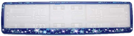 Рамка для номера синяя (Зима) с кристаллами Swarovski