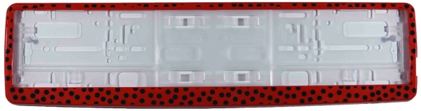 Рамка для номера автомобиля красная "Черный горох" Рамка для номера автомобиля красная "Черный горох"