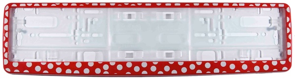 Рамка для номера автомобиля красная "Белый горох" Рамка для номера автомобиля красная "Белый горох"