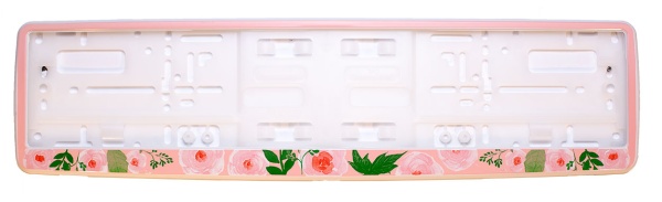 Рамка для номера автомобиля белая "Цветы акварель"