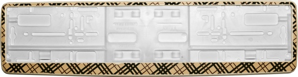 Рамка для номера автомобиля белая "Бежевая клетка"