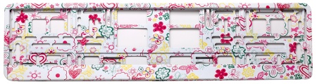 Рамка для номера с декоративной иммерсионной печатью белая (Цветы)